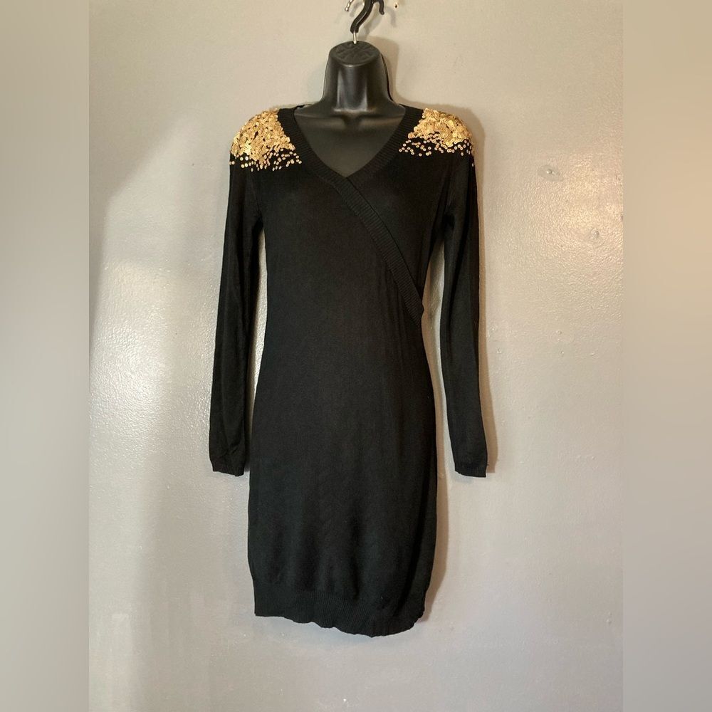 THML Black Dress with Gold Accents